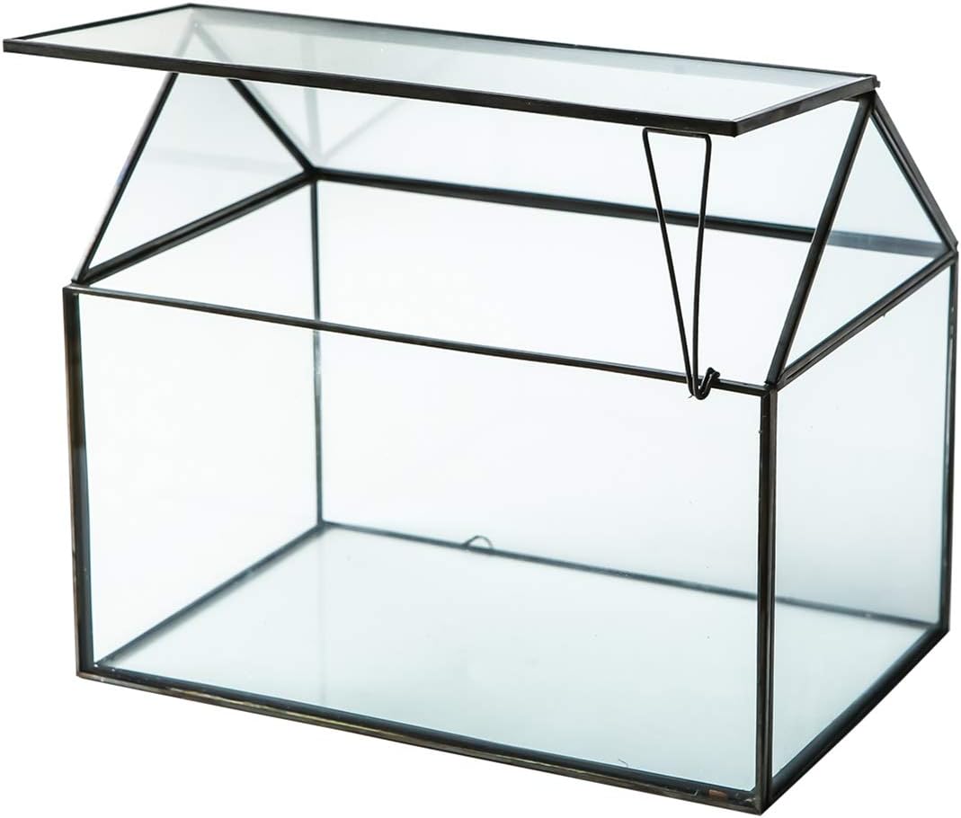 Terrarium Maison Géométrique Noir – Couvercle Basculant Grande Serre - VIVARIUM PRO