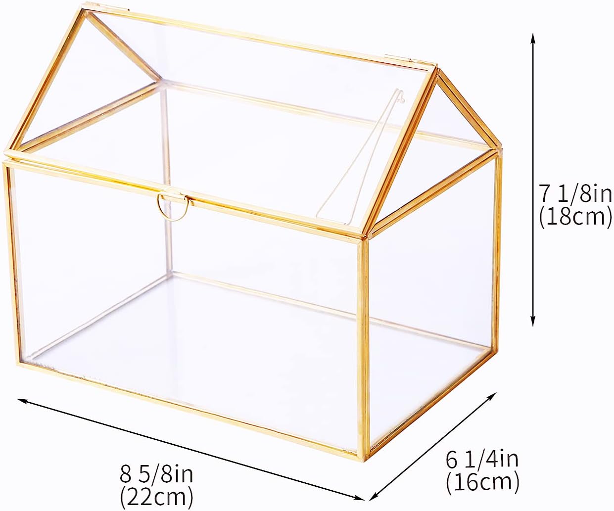 Terrarium Maison Géométrique Doré – Grande Serre Couvercle Basculant - VIVARIUM PRO