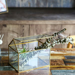 Terrarium Maison Géométrique Doré – Grande Serre Couvercle Basculant - VIVARIUM PRO