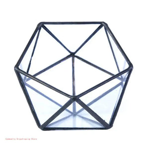 Terrarium Plante Cube Verre avec Structure Métal Élégante