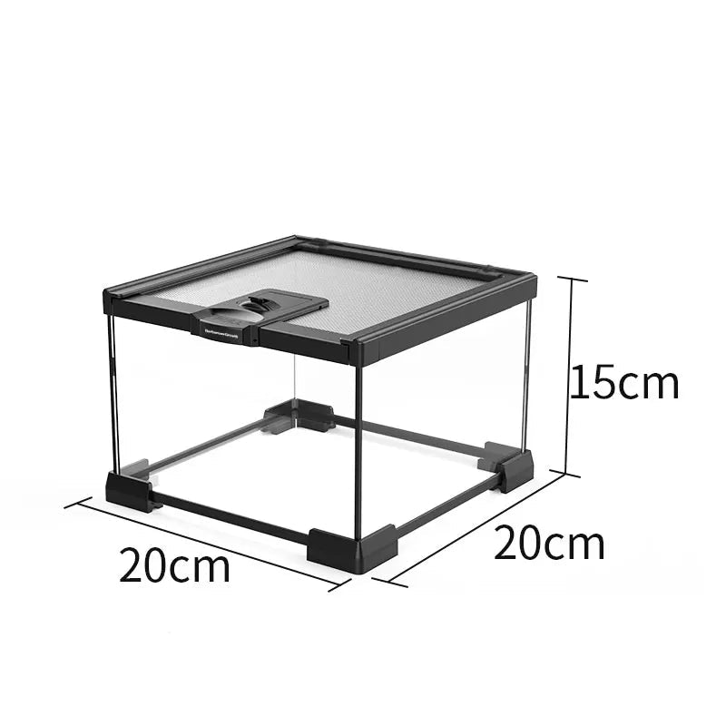 Mini Terrarium Verre – Boîte Élevage Reptiles Verrou Magnétique