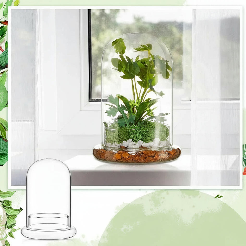 Terrarium Plante Cloche en Verre avec  Base