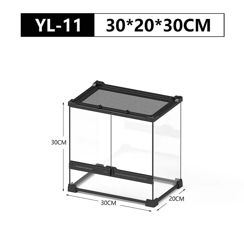 Terrarium Reptiles Verre Trempé avec Double Porte Sécurisée - VIVARIUM PRO