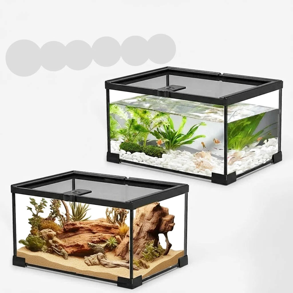 Aquarium Terrarium 2 en 1 – Bac Verre Transparent