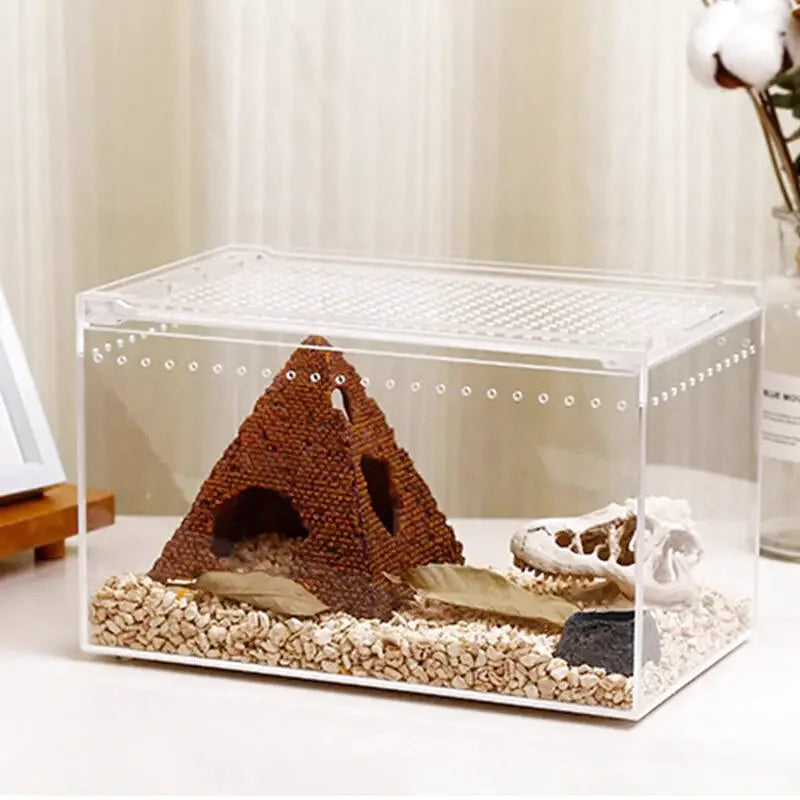 Boîte d'Élevage Reptiles Acrylique – Terrarium Transparent Multifonction